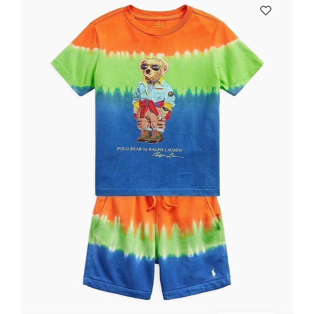 Polo Ralph Lauren Voyager Bear Tie Die boys short and tshirt set M(10)